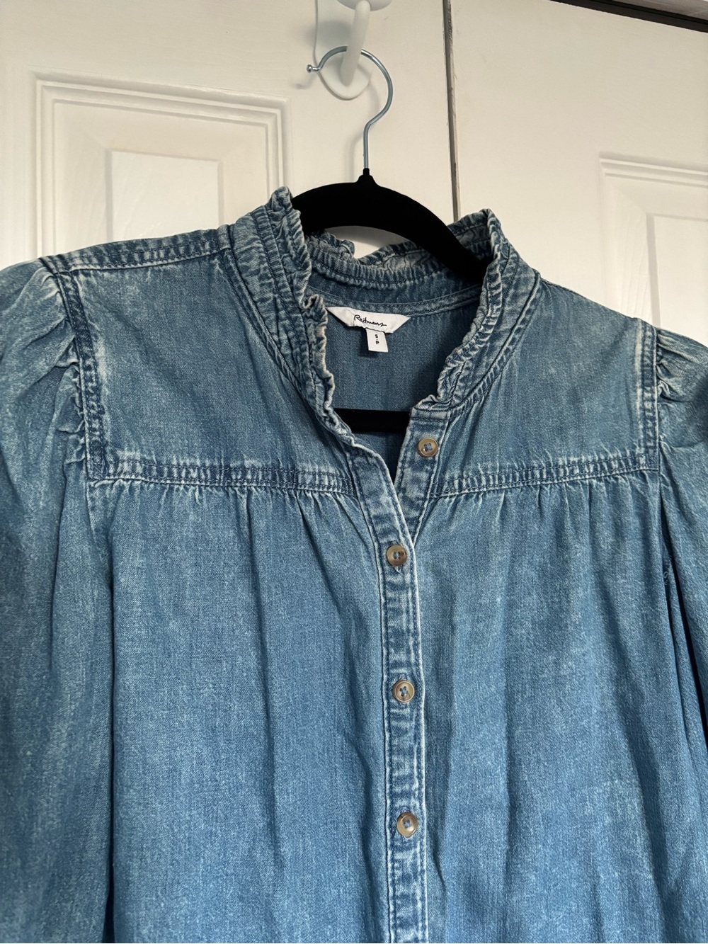 Reitmans Light Blue Denim Button-Front Blouse - Picture 8 of 14